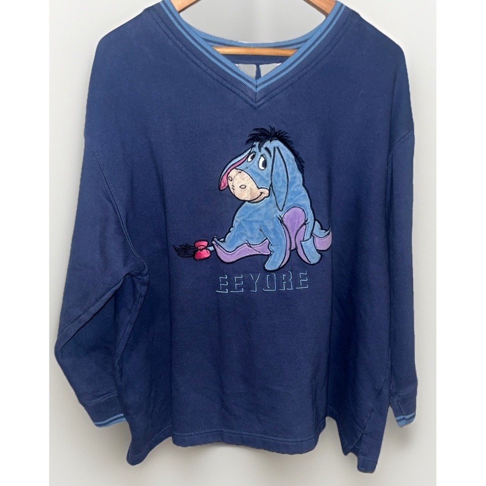 Vintage Disney Plus‎ Eeyore Plush Appliqué Sweatshirt Women's 1X Winnie the Pooh